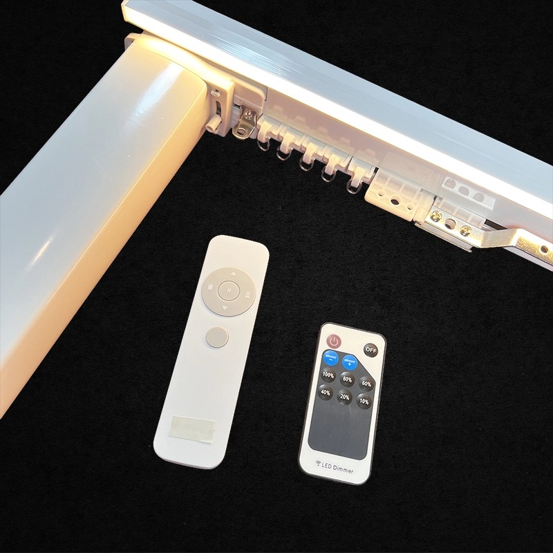 motorized curtain track system with remote controls for smart electric curtain operation