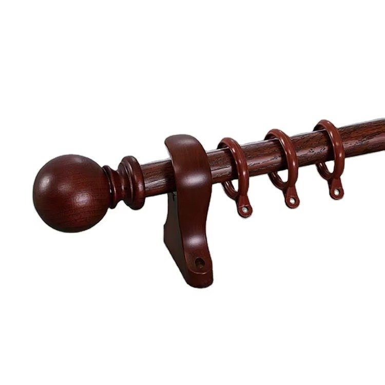 Premium Wooden Curtain Rod Set - Single & Double Track - Image 4