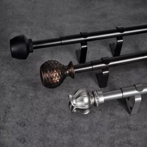 28mm Extendable Iron Curtain Rod Set with Decorative Finials