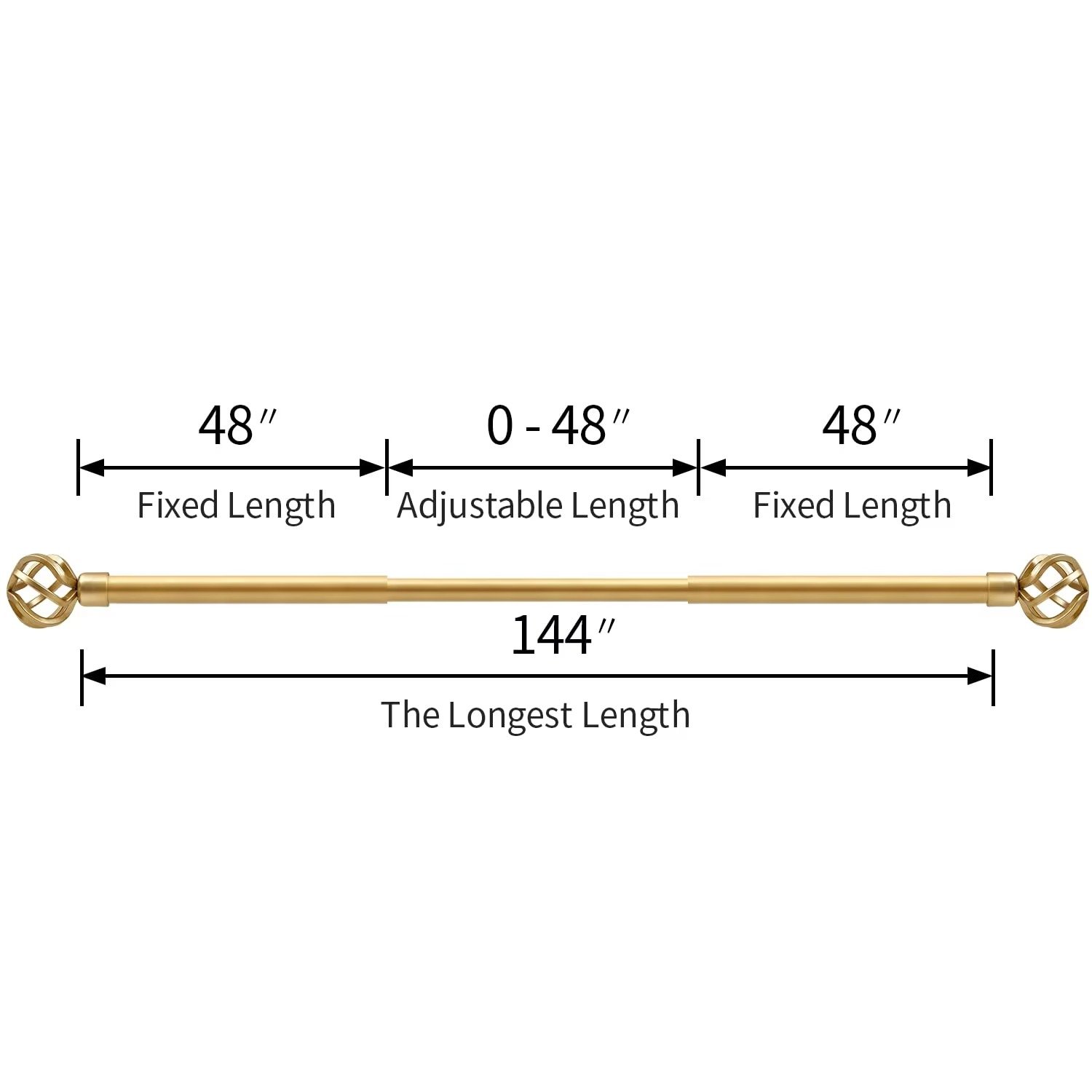 Gold Aluminum Curtain Rod with Decorative Finials - Image 5