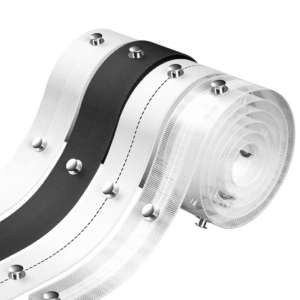 Curtain tape available in multiple colors - white, black, and transparent with metal eyelets