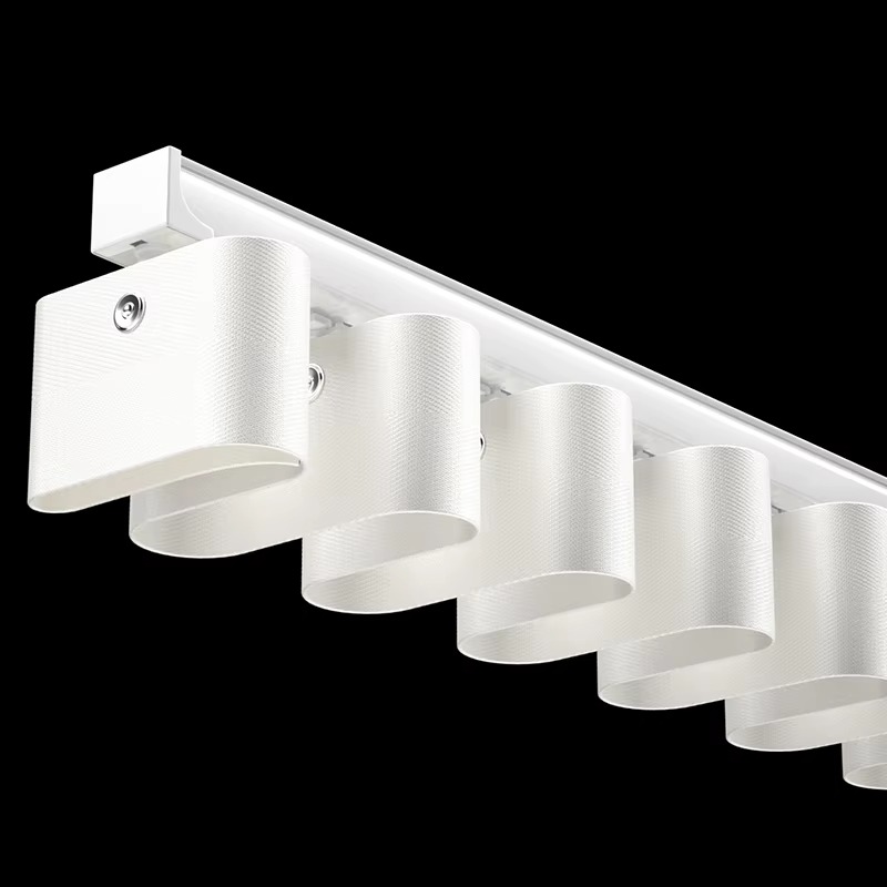 White wave fold curtain track rail system with smooth gliding mechanism